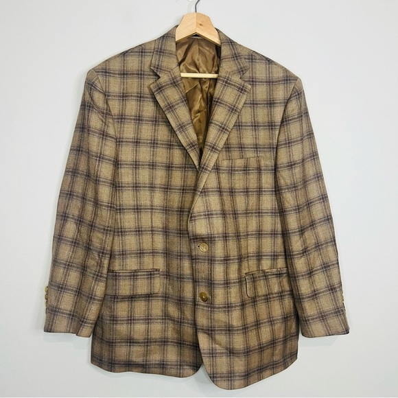 Lauren RL Classic Brown Window Pane Luxury Blend Blazer 44S - Picture 1 of 4